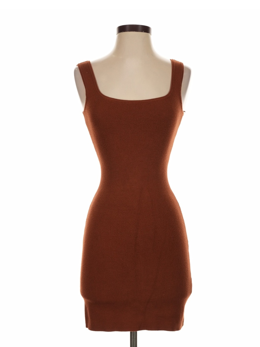 Abercrombie & Fitch Sleeveless Square Neck Knit Mini Dress in Rust Brown